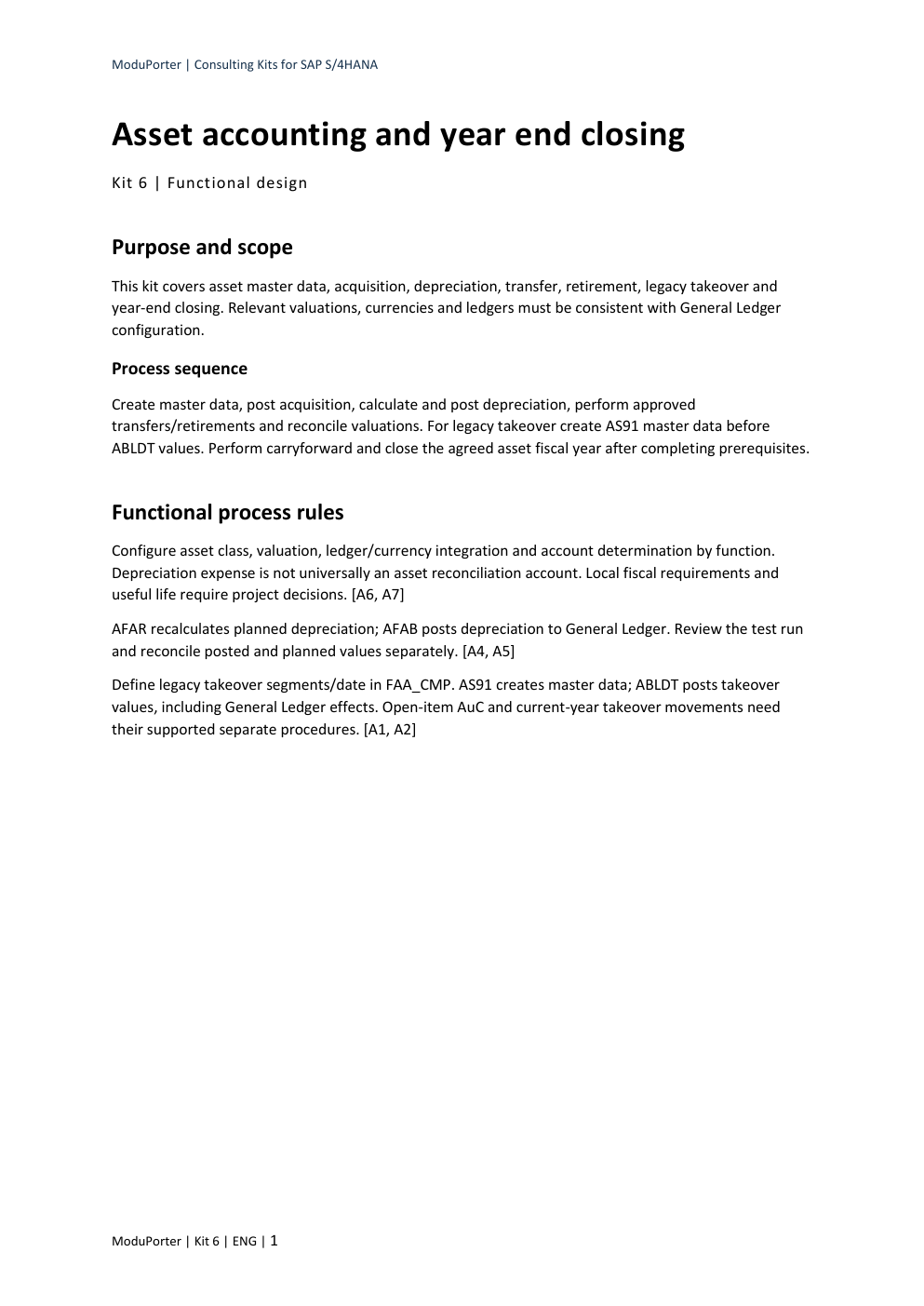 Design document · first page — Asset Accounting