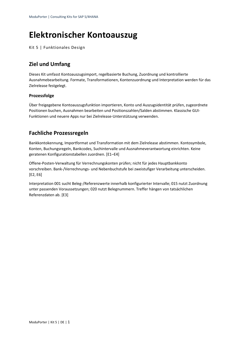 Designdokument · erste Seite — Elektronischer Kontoauszug