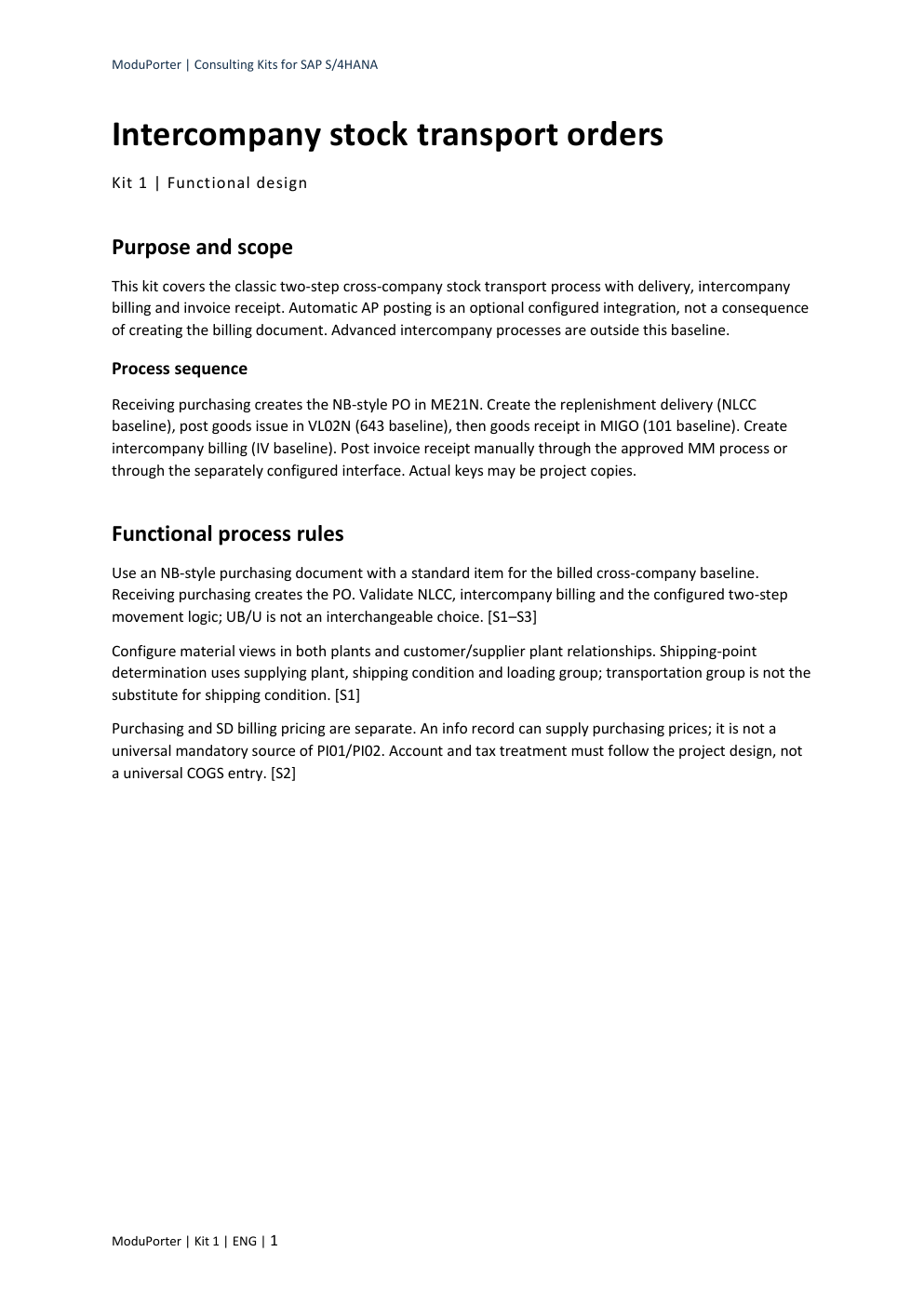 Design document · first page — Intercompany STO